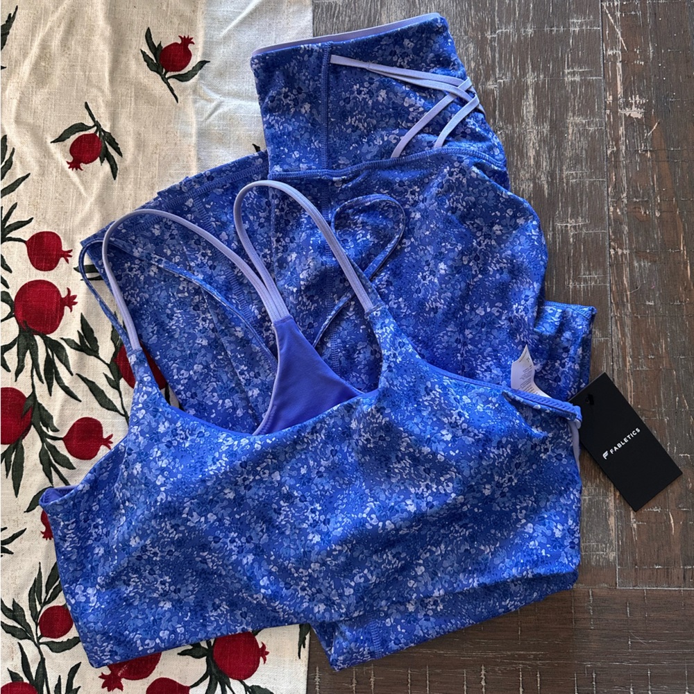 Fabletics Blue Floral Workout Set